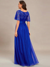 EVER-PRETTY Contrast Sequin Butterfly Sleeve Mesh Prom Dress
